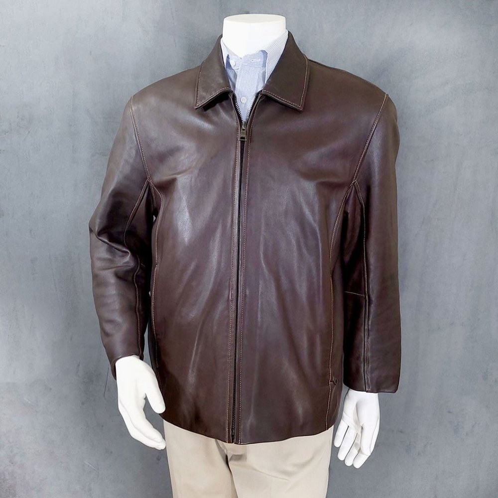 Marc New York Brown Leather Jacket with Quilted Lining